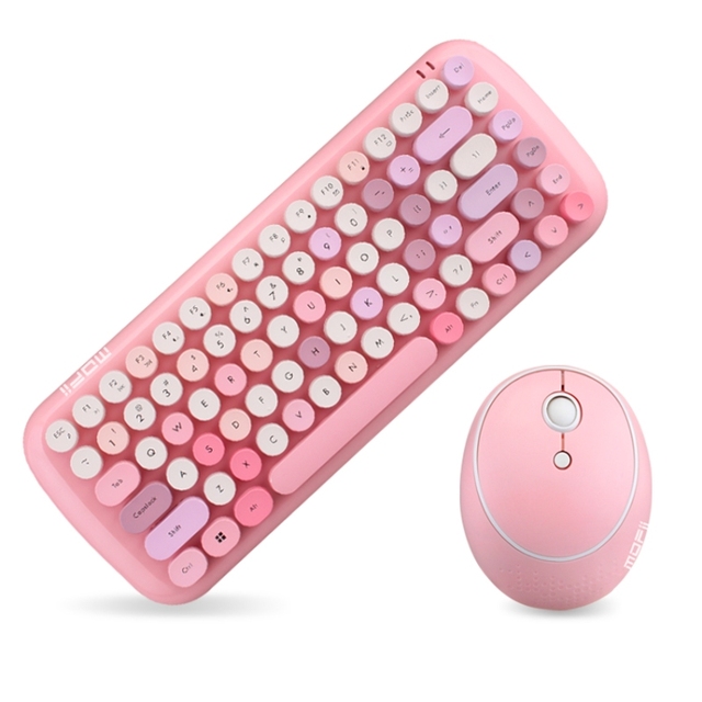 Colorful 2.4G Wireless Keyboard with Optical Mouse Compact Layout Keyboard and Mouse Set