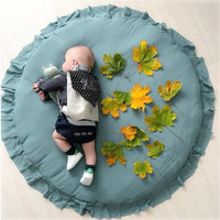 Alfombra de tela redonda de color sólido con encaje, producto de moda INS, tapete para gatear, alfombra para habitación de bebé, manta decorativa para habitación infantil