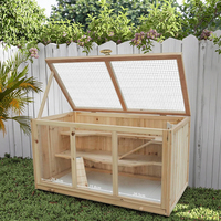 Cage à hamster moderne de luxe en bois à trois niveaux 94,5x48,5x49,5cm, assemblée avec plateformes, échelle, nichoir, écologique, toutes saisons
