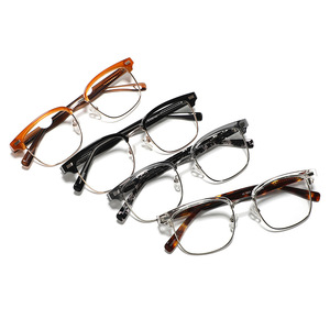 แว่นตาทรงสี่เหลี่ยมครึ่งกรอบใส ขาแว่นลายกระดองเต่า เลนส์แบบ Plano สำหรับทุกเพศ ดีไซน์โปร่งใสเพื่อลุคธรรมชาติ - Product Image 2