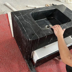 Newstar moderne Nero Marquina évier en marbre <span class=keywords><strong>noir</strong></span> lavabo <span class=keywords><strong>noir</strong></span> vanité évier marbre salle de bain armoire - Product Image 3