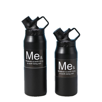 Bouteille d'eau isotherme en acier inoxydable avec bec verseur direct, couvercle hermétique en silicone et poignée portable