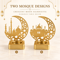 Décorations du Ramadan, Eid Mubarak, chandelier islamique, décoration de la maison, centre de table, croissant de lune, mosquée, porte-bougie à la lumière de la bougie tealight