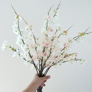 Lively Peach Blossoms Artificial Cherry Blossom <b>Branches</b> Plastic Silk Flowers High Simulation Wedding Home Decor - Product Image 2