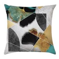 Housse de coussin décorative à impression 3D abstraite géométrique, dorure, peinte à la main