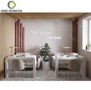 Miroir de salon de coiffure personnalisé et durable, meuble de présentation mural en bois pour salon de coiffure - Product Image 4