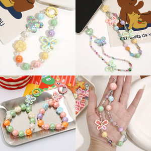 Coloré <span class=keywords><strong>fait</strong></span> à la main bricolage <span class=keywords><strong>maison</strong></span> coque de téléphone chaîne Huhoo lait acrylique perles plates arc coeur conception plastique Lucite bijoux - Product Image 4