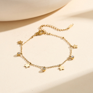 RINNTIN STKA04 Nuova Collezione Cavigliera con Charm a Stella in Acciaio Inossidabile Placcato Oro 18K per Ragazze - Product Image 5