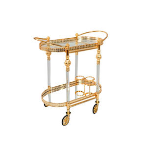 도매 럭셔리 황금 이중 유리 호텔 서빙 트롤리 하이 퀄리티 식당 거실 주방 사용 - Product Image 1