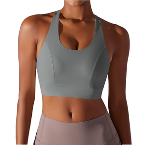 Soutien-gorge de sport pour femme, rembourré, sans couture, extensible, respirant, séchage rapide, pour fitness et gym, personnalisable, vente en gros, ajustable, simple, haute performance - Product Image 1
