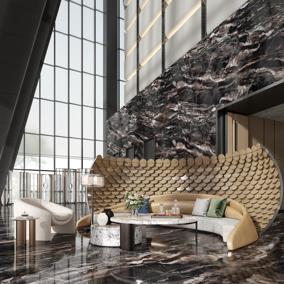 Bold Vein Custom Size Luxury stone Polished Dark Brown Marble Slab For ...