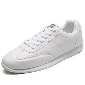 Sapato esportivo de couro branco, calçado vulcanizado, confortável para homens, sapatos casuais para primavera