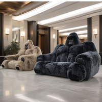 Canapé Gorille Moderne en Tissu Peluche, Sièges Nouveauté, Canapé Créatif de Luxe en Fourrure pour Hall d'Hôtel, Salon, Hôpital, Grand Canapé