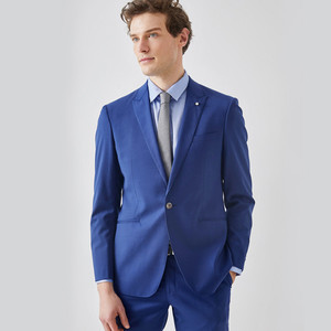 Traje de Dos Piezas para Hombre, Azul <span class=keywords><strong>Zafiro</strong></span>, de <span class=keywords><strong>Alta</strong></span> Calidad, Corte Slim, Chaqueta Cruzada, Producción Directa del Proveedor - Product Image 1