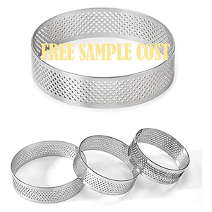 อุปกรณ์อบแหวนทาร์ตกลม, สแตนเลส 5 ซม.แหวนทาร์ตแบบมีรูพรุนด้านล่างทาวเวอร์พายเค้กแม่พิมพ์เครื่องมืออบเค้กพรุน - Product Image 1