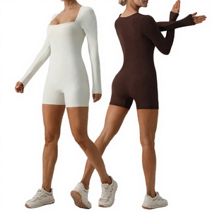 Combinaison de yoga sexy à manches longues avec coussinets de poitrine intégrés, confortable, douce pour la peau, effet push-up, anti-transpiration et séchage rapide pour le sport - Product Image 3