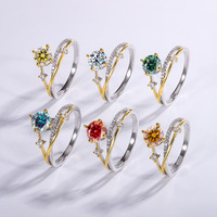 9 Fashion Bagues en Argent 925 Plaqué Or, Design Trajectoire Étoilée, avec Moissanite 1 carat, Passe le testeur de diamant, Bijoux en Moissanite Colorée pour Femme