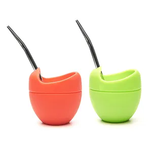 Bán Buôn Có Thể Được Tùy Chỉnh 210ML Silicone Yerba Mate Cup Với #304 Rơm Thép Không Gỉ