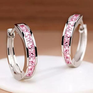 أقراط زركون دائرية متعددة الألوان بتصميم بسيط الأكثر مبيعًا من CAOSHI لحفلات الزفاف من الفضة/الذهب من الزيركونيا المكعّبة مجوهرات مخصصة - Product Image 6