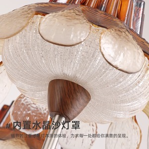 Orange Blossom Language French Vintage Pendant <b>Light</b> 3 Heads Amber Glass Shade E26 <b>LED</b> Chandelier For Restaurant Kitchen - Product Image 5