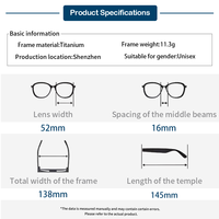 Gafas de Sol de Titanio para Mujer, Diseño de Media Montura, Anti-Luz Azul, Ligeras, Cómodas, Modernas, para Uso Diario, Montura Óptica Ovalada