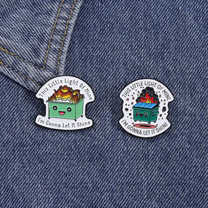 Esta pequeña luz mía voy a dejar que brille Dumpster Fire Sign Pin - Product Image 4