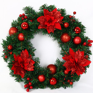 Couronnes <span class=keywords><strong>de</strong></span> Noël artificielles avec boule en plastique et nœud papillon Nouveau design couronnes décoratives fournitures <span class=keywords><strong>de</strong></span> décoration <span class=keywords><strong>de</strong></span> noël - Product Image 3
