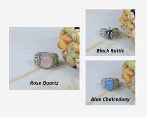 Anillos de Piedras Preciosas Naturales, Zafiro, Plata de Ley, Unisex, Corona, Anillos de Compromiso, Boda, Regalo, Fiesta - Product Image 2