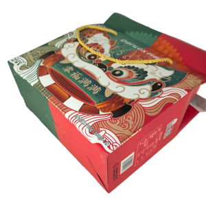 Scatola di Cartone Pieghevole con Motivo Tradizionale a Leone per Confezioni di Snack Festivi, Materiale Ecologico Riciclabile, Superficie Opaca - Product Image 3