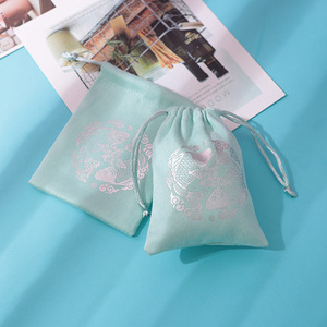 Flannel Jewelry <b>Drawstring</b> Bag 8x10cm Velvet Packaging Inner Gift <b>Pouch</b> Green Printable Logo Rectangular Shape Nanchang Origin - Product Image 3