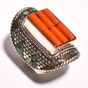 Bague Vintage en pierre précieuse tibétaine, bijou de corail, turquoises, vente en gros, - Product Image 2