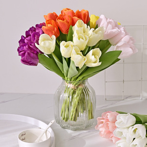 YOPIN-7765 Hot Selling Wholesale High-quality Artificial <strong>Tulip</strong> Fabric Real Touch Handle Bundle Home Dining <strong>Table</strong> Decoration - Product Image 1