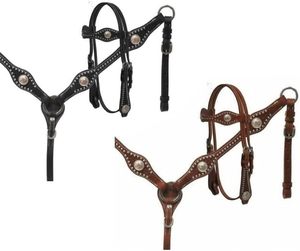 Bride en cuir de vache et collier de poitrine en cuir occidental vintage pour l'équitation prête à expédier - Product Image 1