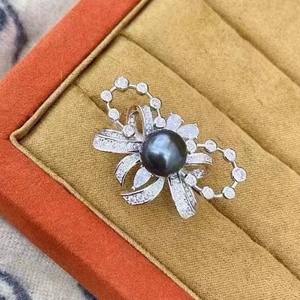 Anillo de Plata Pura S925 con Perla Negra Verde Pavo Real, Diseño de Grifo Impecable de 10-9 mm, Incrustación de Oficina, Número Único, Regalo Exclusivo - Product Image 4