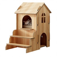 Villa pour chat double étage avec structure d'escalade, lit pour chat semi-fermé, maison pour chat multi-niveaux, cage lavable, adaptée à toutes les saisons