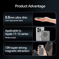 Batterie li-polymère en alliage d'aluminium personnalisée 5000mAh chargeur sans fil magnétique PD 20W charge rapide type-c entrée/sortie batterie externe