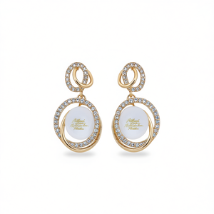 Orecchini Pendenti in Palladio e Oro 18K con Cristalli, Gioielli Geometrici di Lusso per Donna - Product Image 1