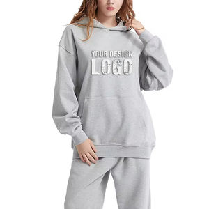 Sweat-shirts pour femmes à col rond, couleur unie, poids lourd 430g, personnalisables, MOQ faible, mode décontractée, épaules tombantes, amples - Product Image 1