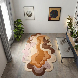 พรมปูพื้นขนสัตว์สีเบจสีน้ำตาลพรีเมี่ยมแบบพรีเมี่ยมที่ทันสมัยสำหรับห้องนั่งเล่นรับประทานอาหารห้องนอนตกแต่งบ้าน - Product Image 3