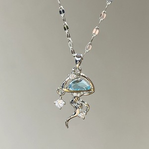 Collier pendentif goutte d'eau bleu océan en argent pur S925 avec perle élégante, style Blue Diary, or élégant, Sweet Home Shi, trésor commémoratif - Product Image 1