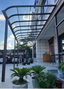 Hiện đại không thấm nước chống UV ngoài trời đôi bên gazebo mái hiên pergola dù để che nắng tán khung nhôm <span class=keywords><strong>Polycarbonate</strong></span> tấm rắn - Product Image 4