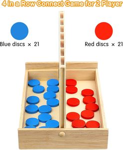 Jeu de société Connect 4 en bois pliable, jeu de stratégie classique pour toute <span class=keywords><strong>la</strong></span> famille (format voyage, 5 à 7 ans) - Product Image 6