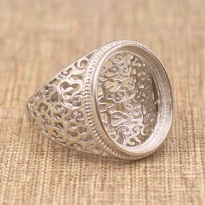 Sterling Silver 13*18/14*17/18*23/18*25mm Semi Mount Man <strong>Ring</strong> <strong>Blank</strong> Bezel Setting S925 Base Without Center Stone for DIY Inlay - Product Image 3