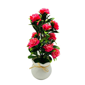 Plantas Artificiales Realistas <span class=keywords><strong>en</strong></span> Maceta, Mini Bonsái de Flores de Seda <span class=keywords><strong>en</strong></span> Macetas Blancas Decorativas para Decoración Romántica de Mesa de Hogar o Escritorio - Product Image 6