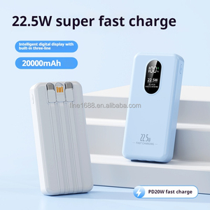 Nouvelle batterie externe portable 20000mAh avec écran numérique Type-C 22.5W USB Câble intégré à trois fils pour une charge rapide - Product Image 2