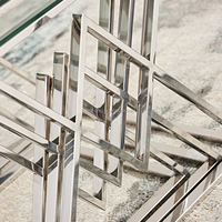Ensemble de tables basses en acier inoxydable doré de luxe, meubles de salon, table d'appoint en métal