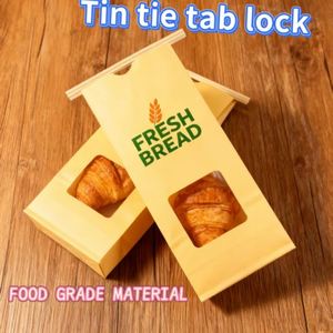 Greaseproof Paper Bakery <b>Bags</b> Window Digital Printing Recycled Materials Tin Tie Closure for Cookies <b>Snacks</b> Candy Cakes Beads - Product Image 4