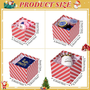 크리스마스 장식 레드 화이트 스트라이프 중첩 상자 뚜껑과 크리스마스 하드 판지 쌓을 수있는 크리스마스 중첩 선물 상자 - Product Image 2