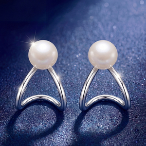 Élégantes boucles d'oreilles clous en argent S925 avec perles de coquillage, bijoux de luxe en zircon en forme d'éventail pour femme, cadeau de mariage ou d'anniversaire - Product Image 4