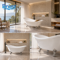 Baignoire autoportante en acrylique durable, carrée, à double extrémité, pour projets de rénovation de salles de bain d'hôtels, villas et spas